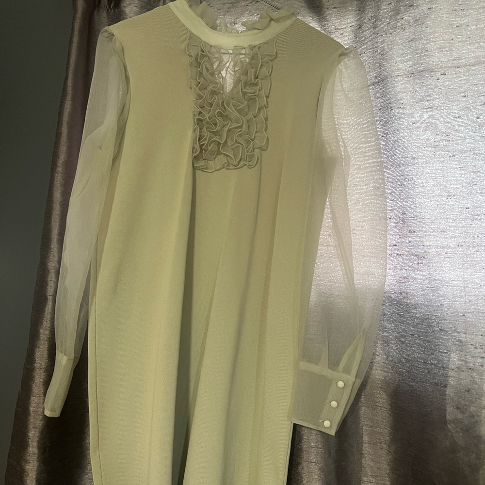 Zara Green Sheath Long Sleeve Dress